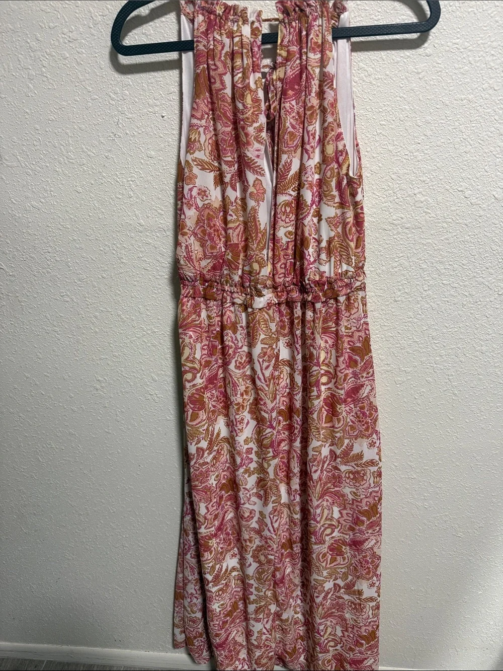 Japna Pink Orange Paisley Floral Halter Maxi Dress Small Sleeveless Boho Summer - Picture 9 of 11